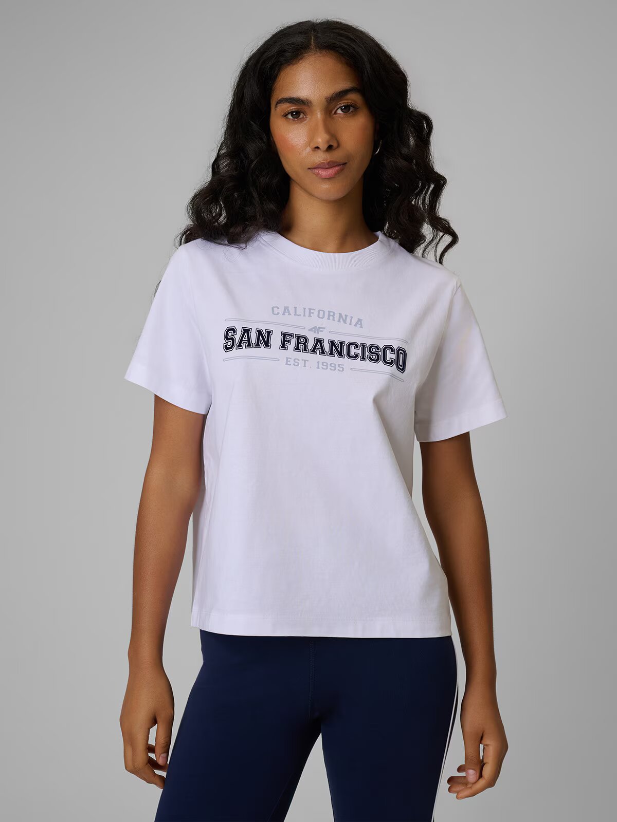 4F Tricou boxy cu imprimeu pentru femei - XS