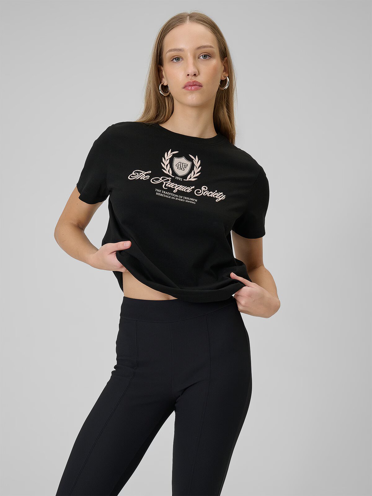 4F Tricou boxy cu imprimeu pentru femei - XS