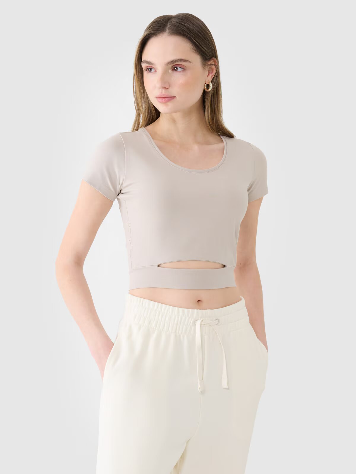 4F Tricou crop top neted pentru femei - L