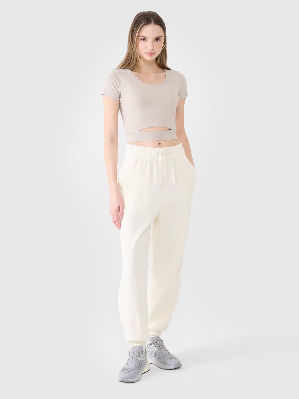 4F Tricou crop top neted pentru femei - L