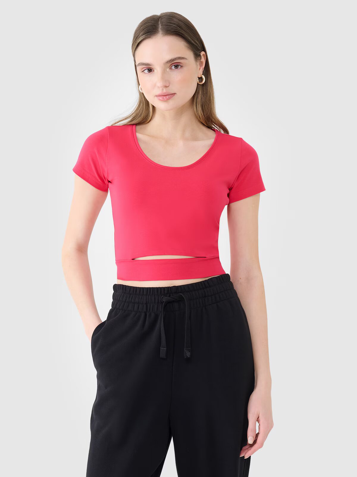4F Tricou crop top neted pentru femei - L