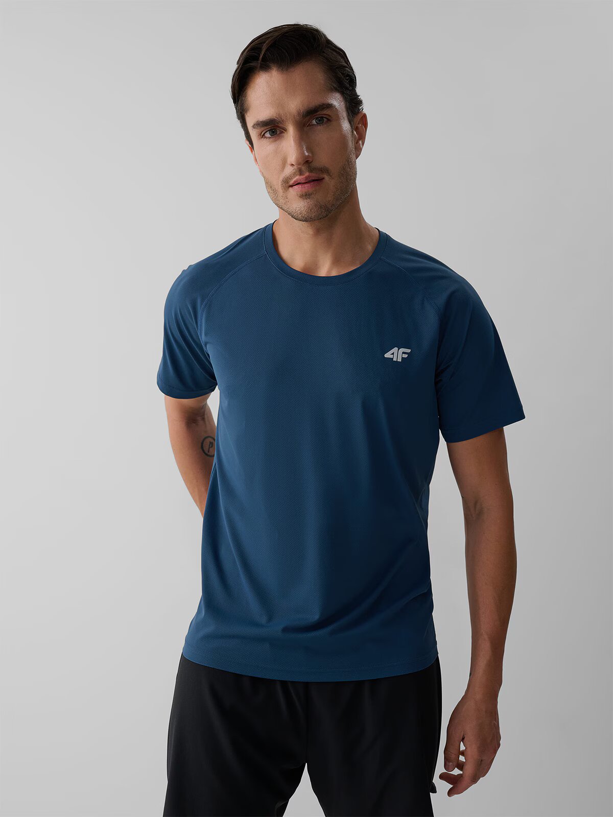 4F Tricou de alergare regular cu uscare rapidă pentru bărbați - denim L