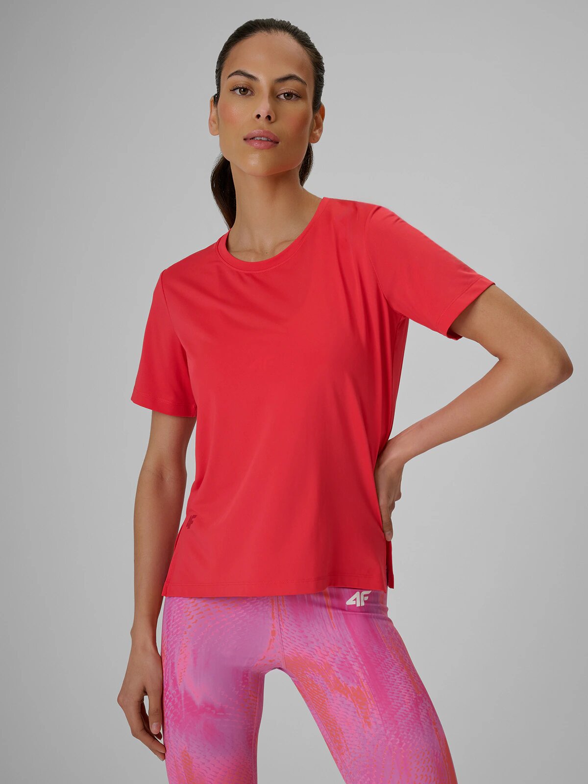 4F Tricou de antrenament loose cu uscare rapidă damă - coral XS