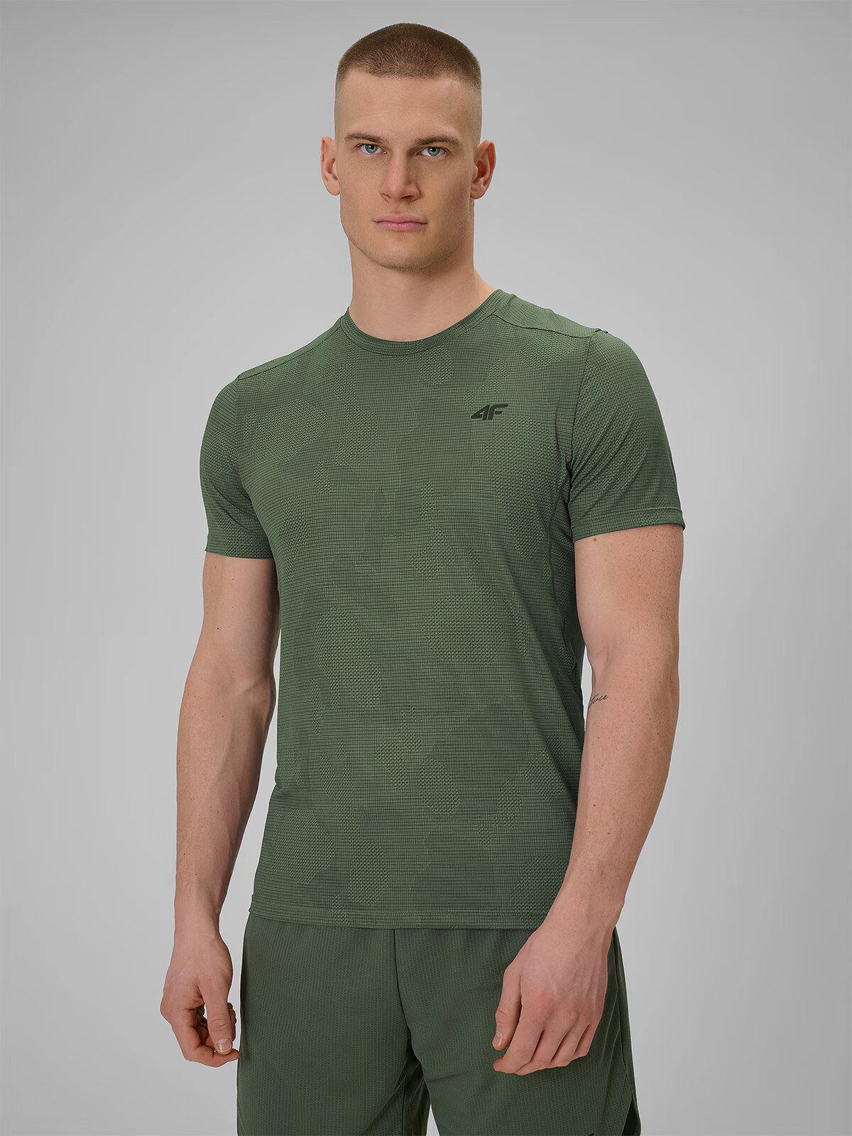 4F Tricou de antrenament regular cu uscare rapidă pentru bărbați - kaki XXL