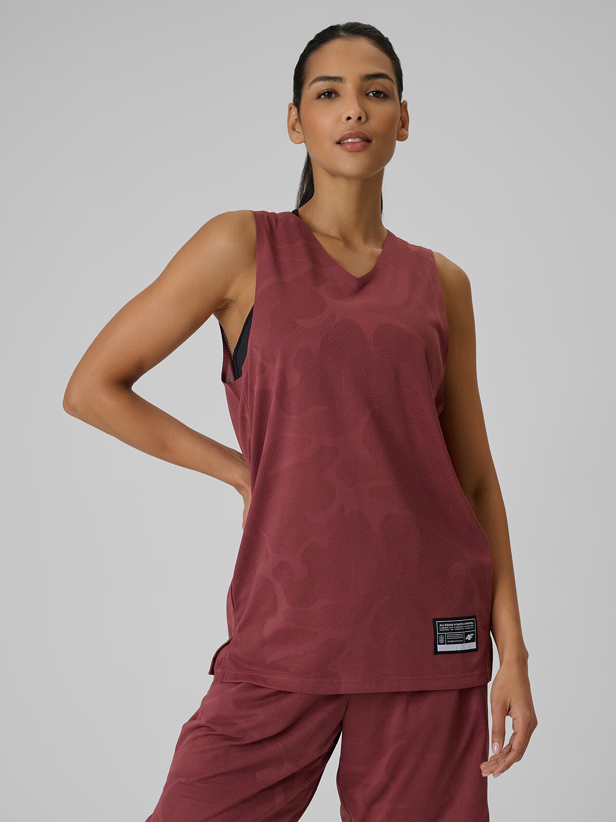 4F Tricou de baschet loose cu uscare rapidă unisex - burgundy S