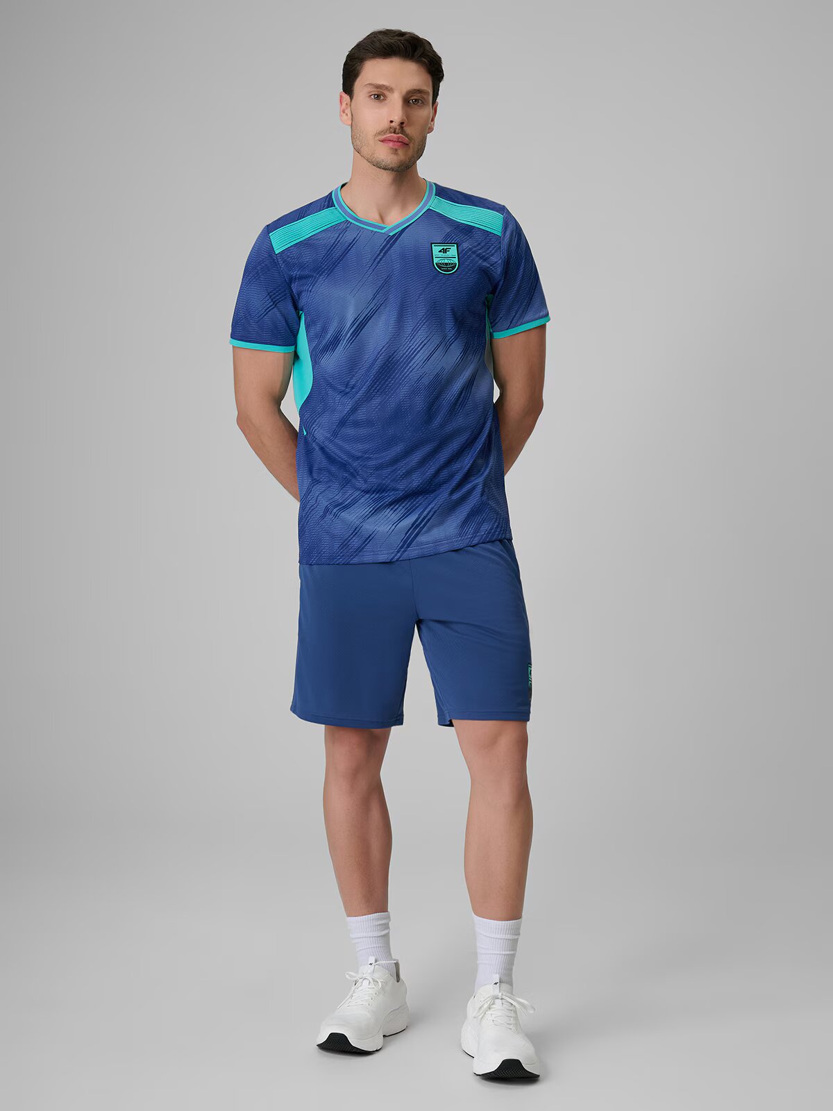 4F Tricou de fotbal regular cu uscare rapidă pentru bărbați - denim S