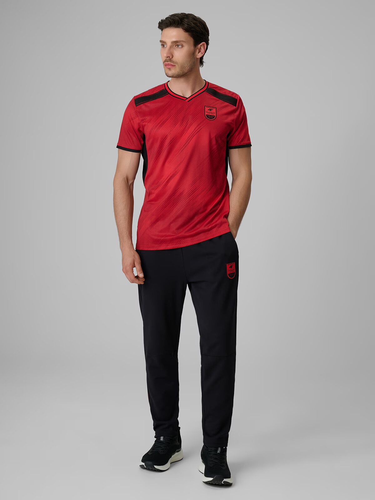 4F Tricou de fotbal regular cu uscare rapidă pentru bărbați - roșu L