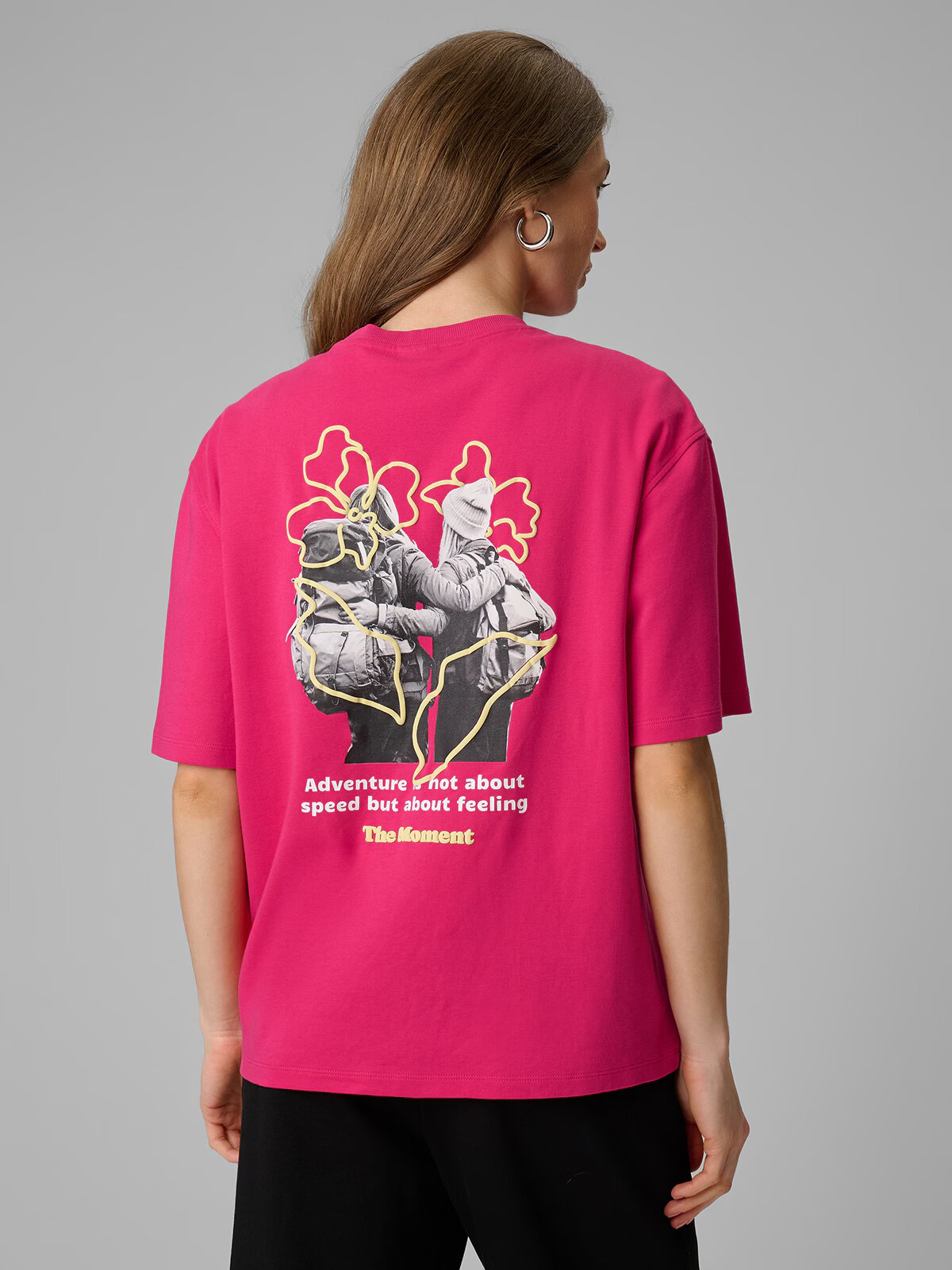 4F Tricou loose cu imprimeu damă - M