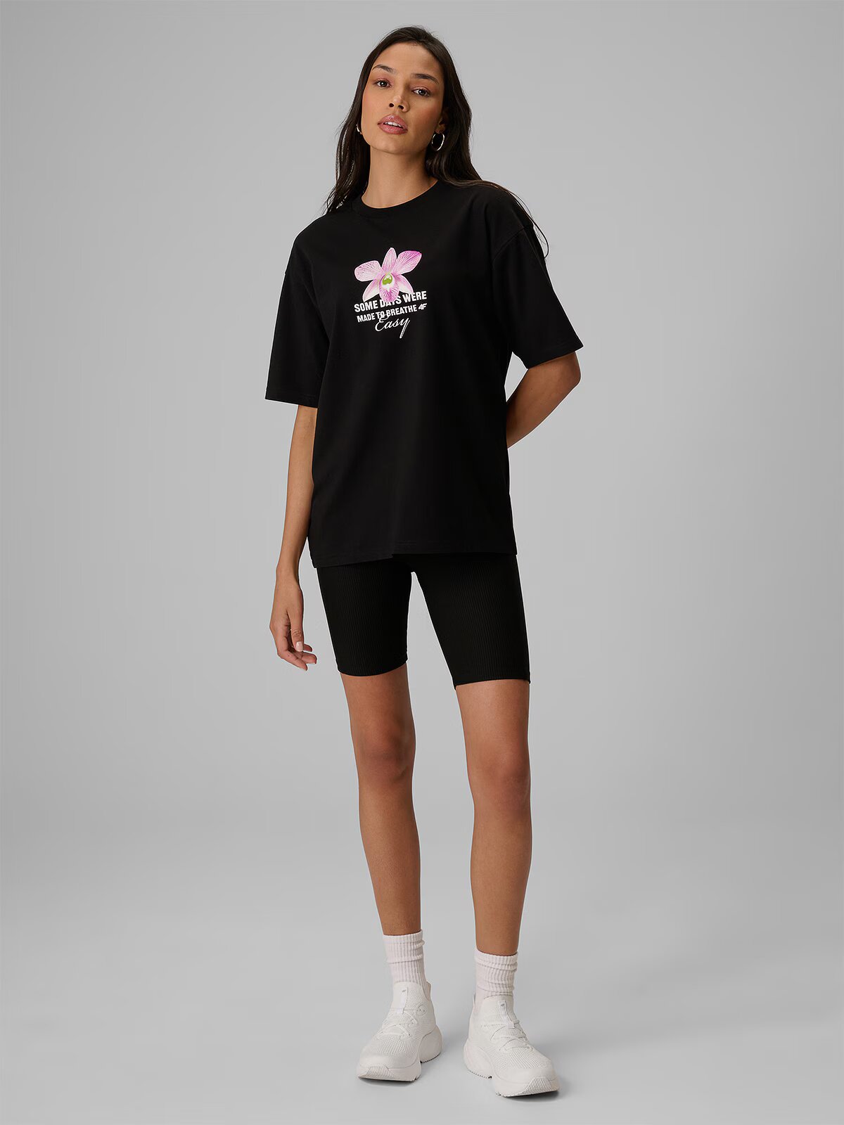 4F Tricou loose cu imprimeu damă - XS