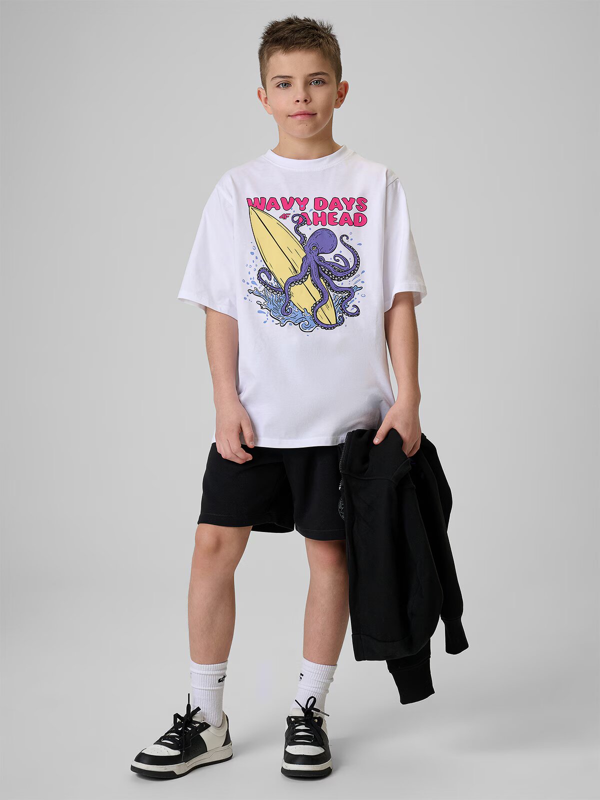 4F Tricou loose cu imprimeu pentru băieți - 158/164 (12-14 ani)