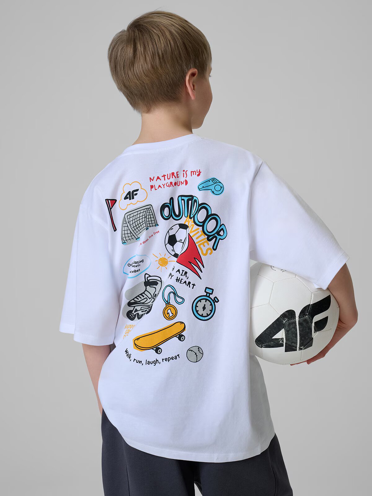4F Tricou loose cu imprimeu pentru băieți - 122/128 (6-8 ani)