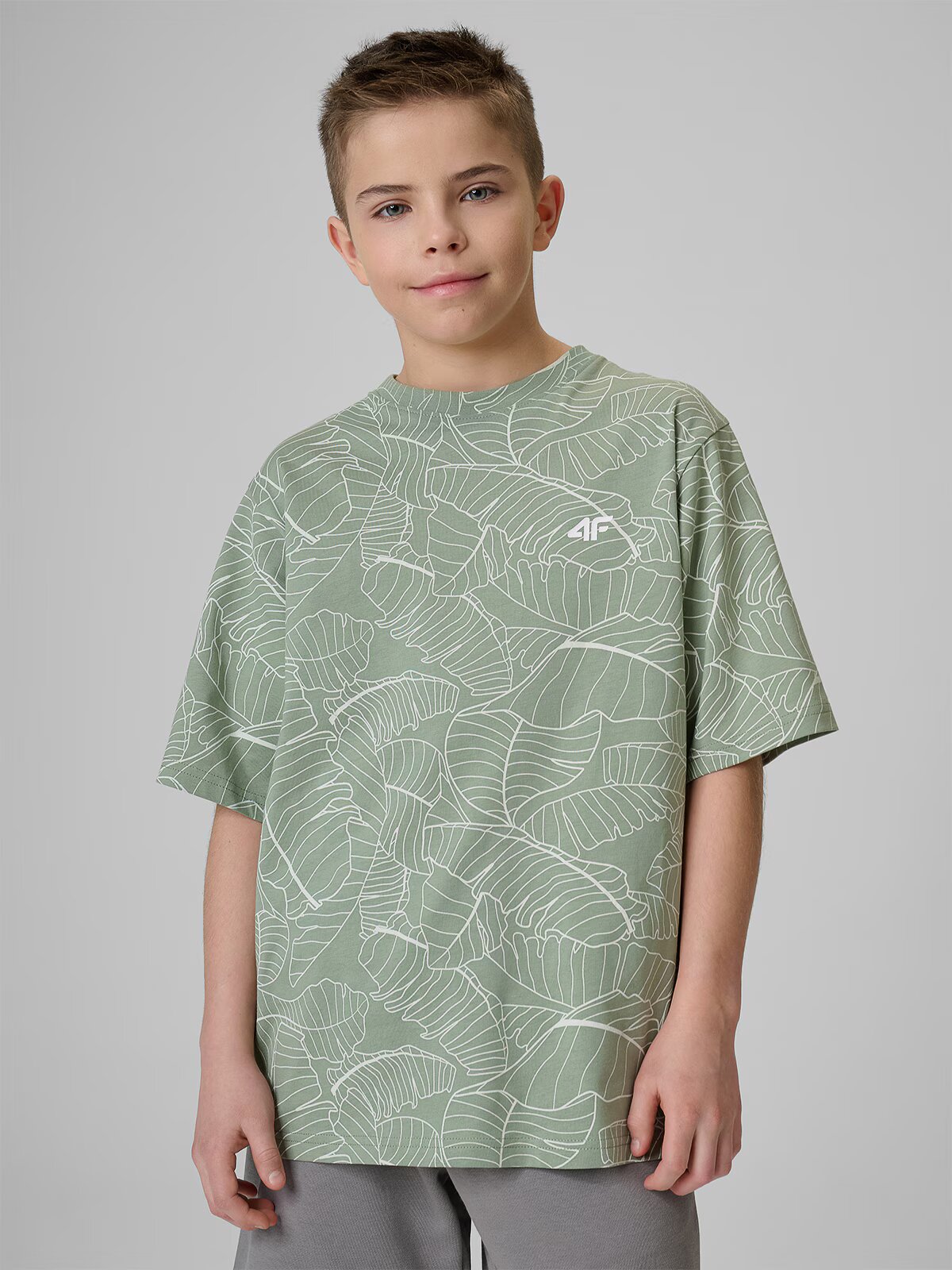 4F Tricou loose cu imprimeu pentru băieți - mentă 122