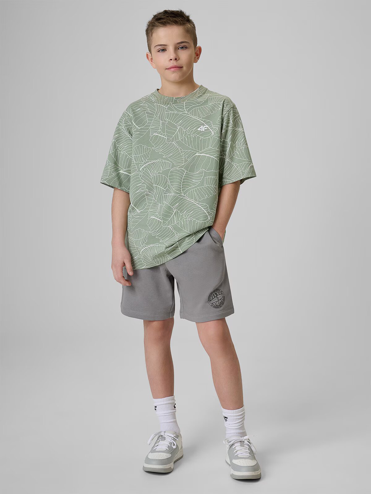 4F Tricou loose cu imprimeu pentru băieți - mentă 122