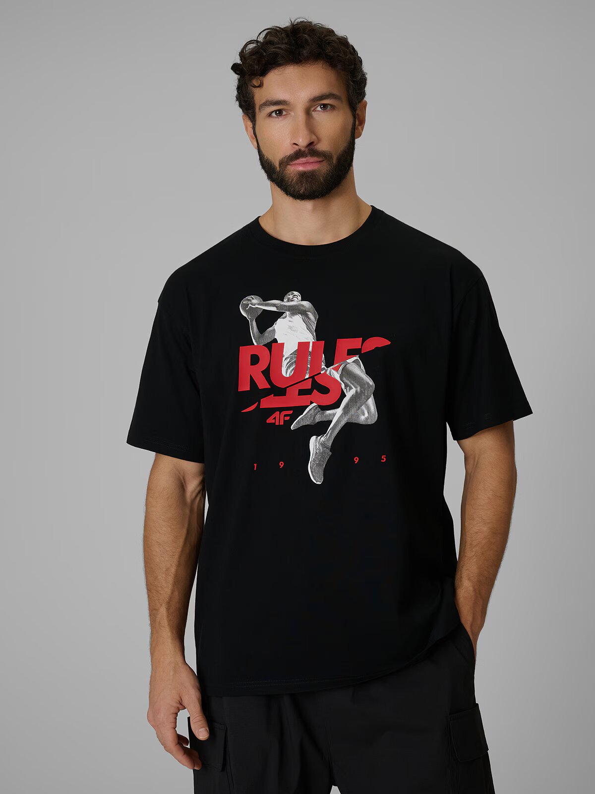 4F Tricou loose cu imprimeu pentru bărbați - M
