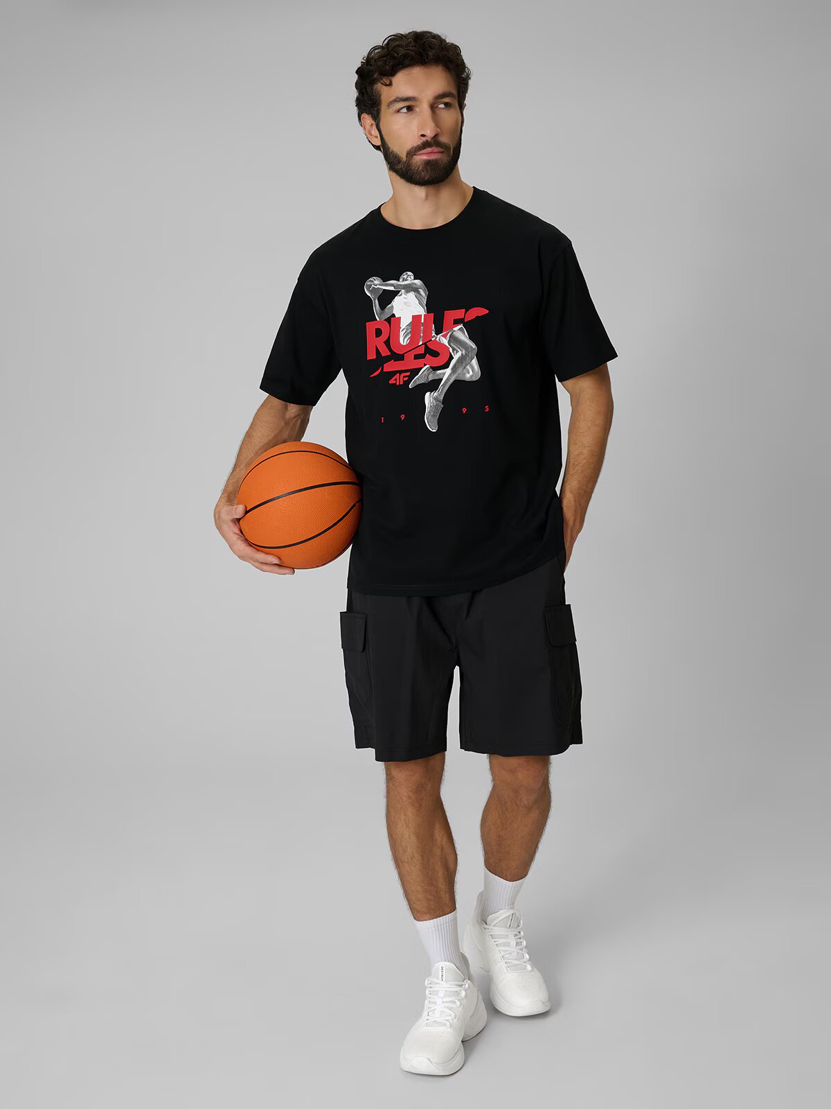 4F Tricou loose cu imprimeu pentru bărbați - M