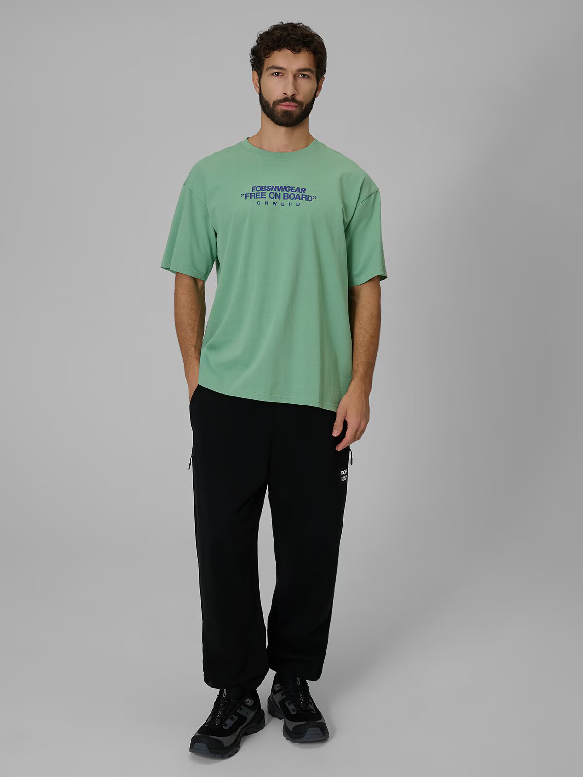 4F Tricou loose cu imprimeu pentru bărbați - mentă M