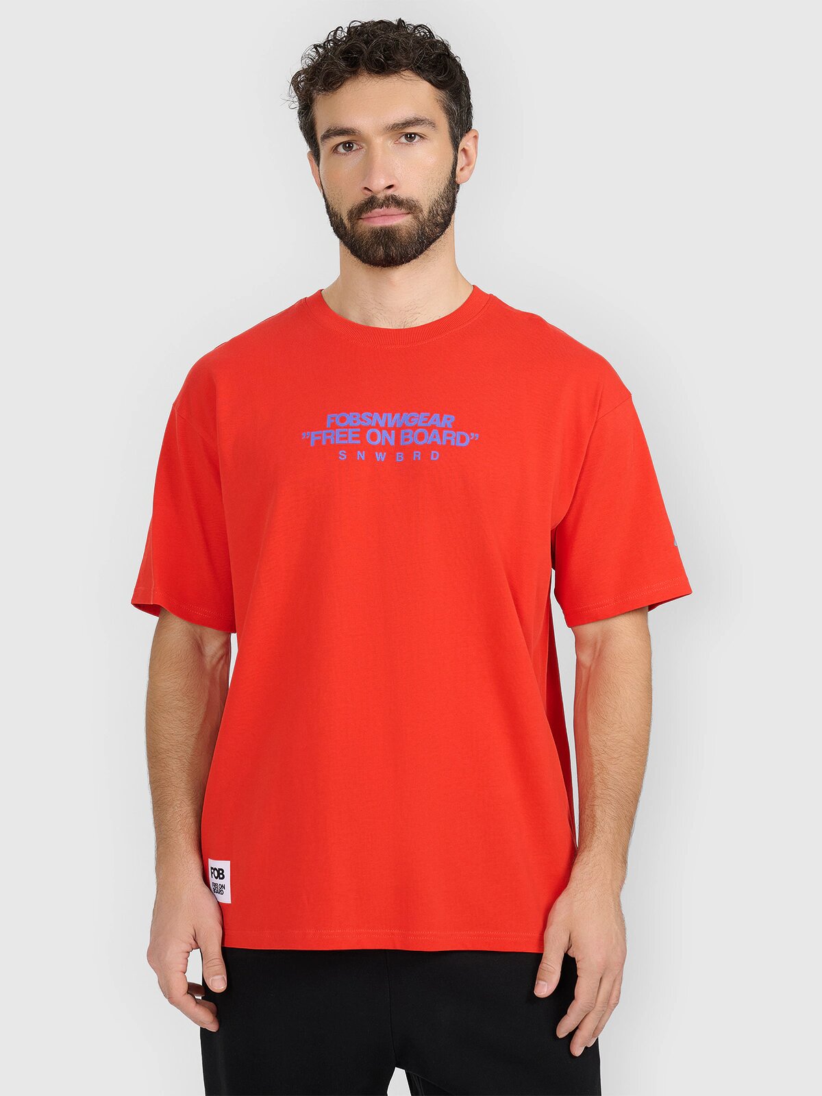 4F Tricou loose cu imprimeu pentru bărbați - roșu XL