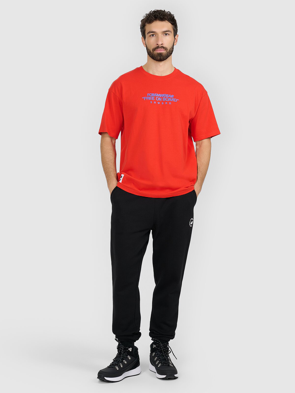 4F Tricou loose cu imprimeu pentru bărbați - roșu XL