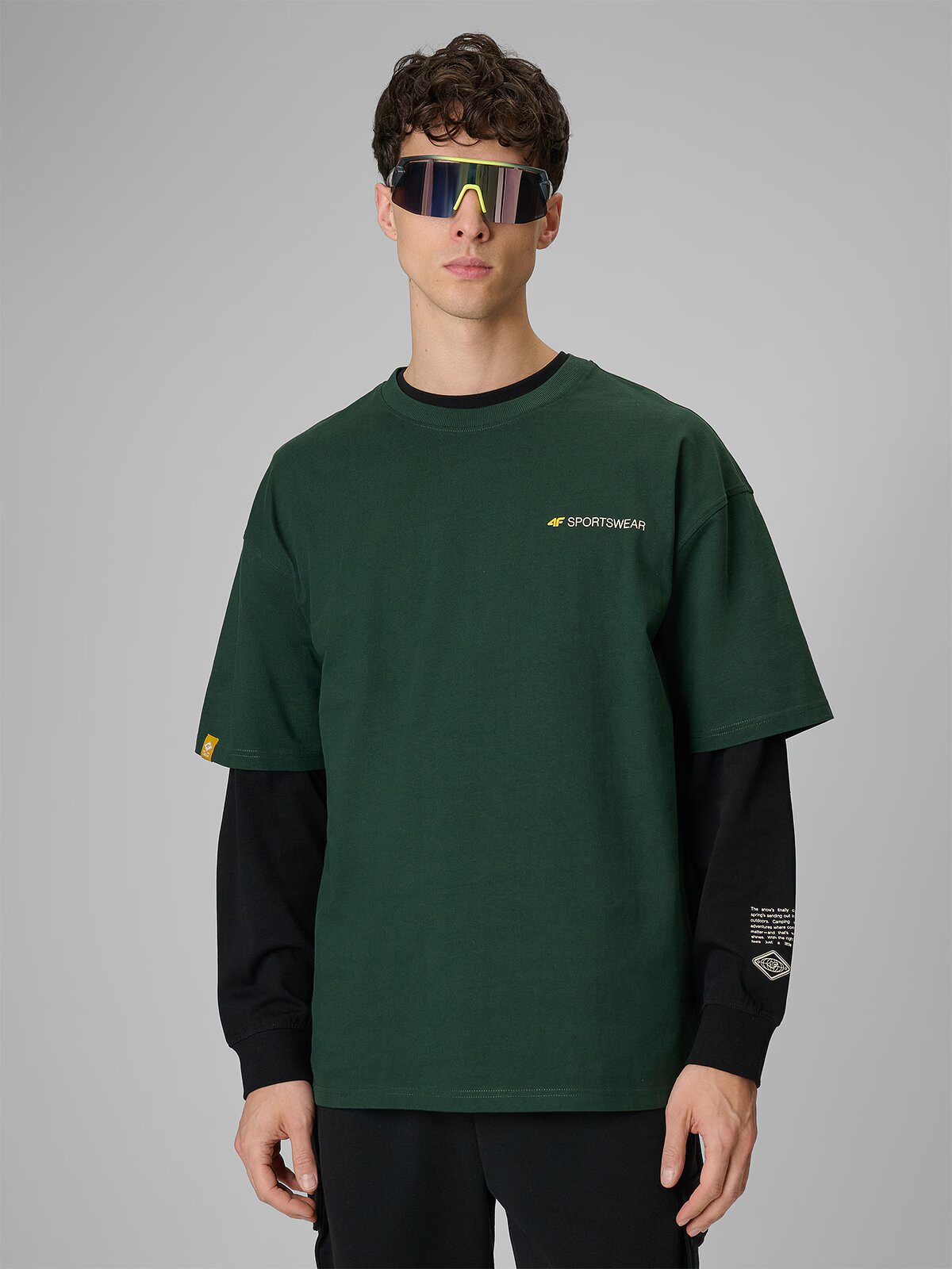 4F Tricou loose cu imprimeu pentru bărbați - S