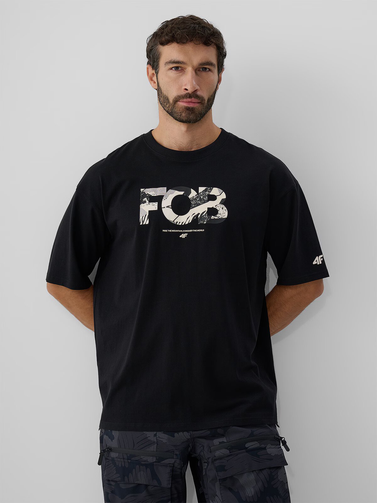 4F Tricou loose cu imprimeu pentru bărbați - M