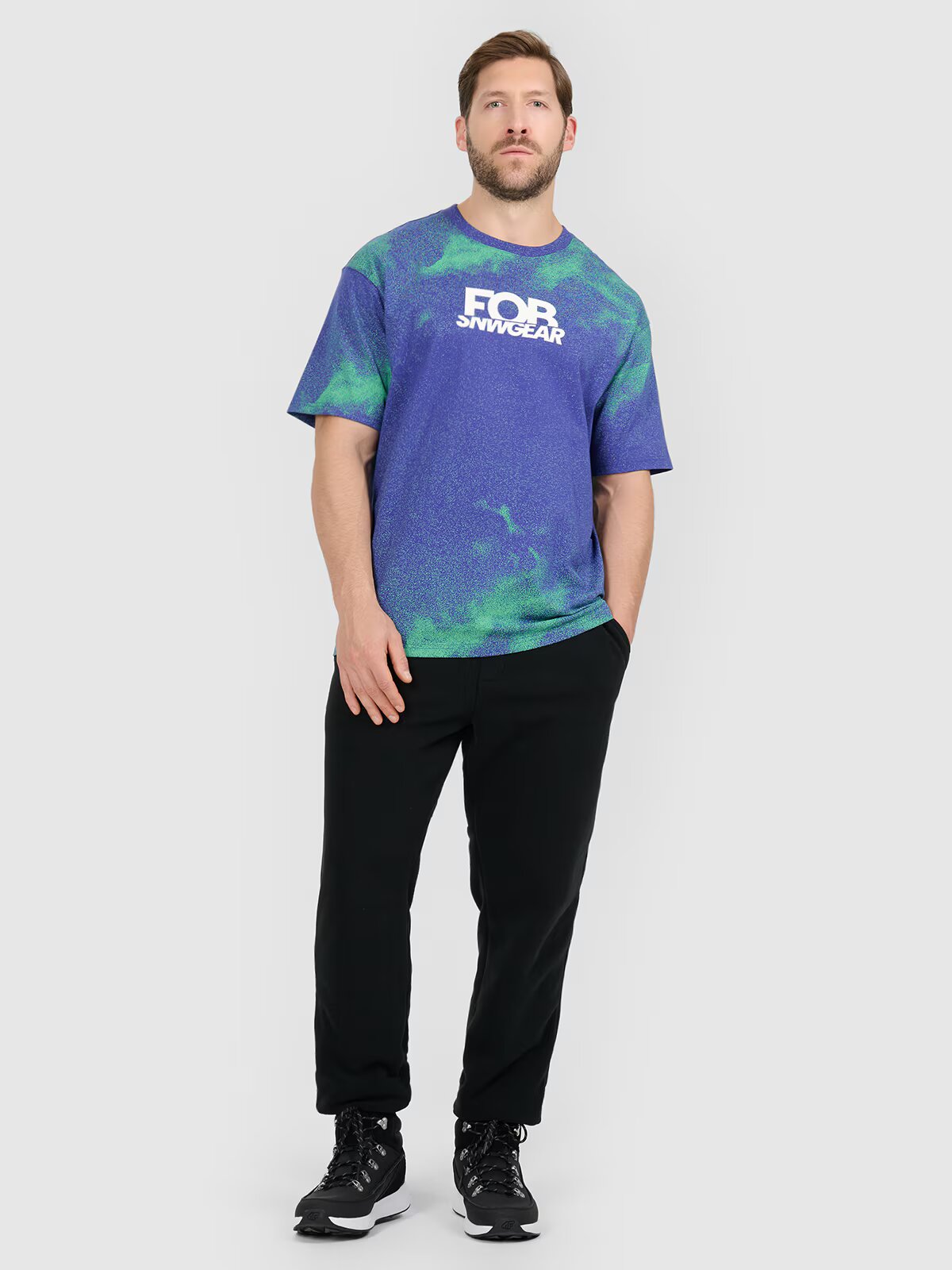 4F Tricou loose cu imprimeu pentru bărbați - L
