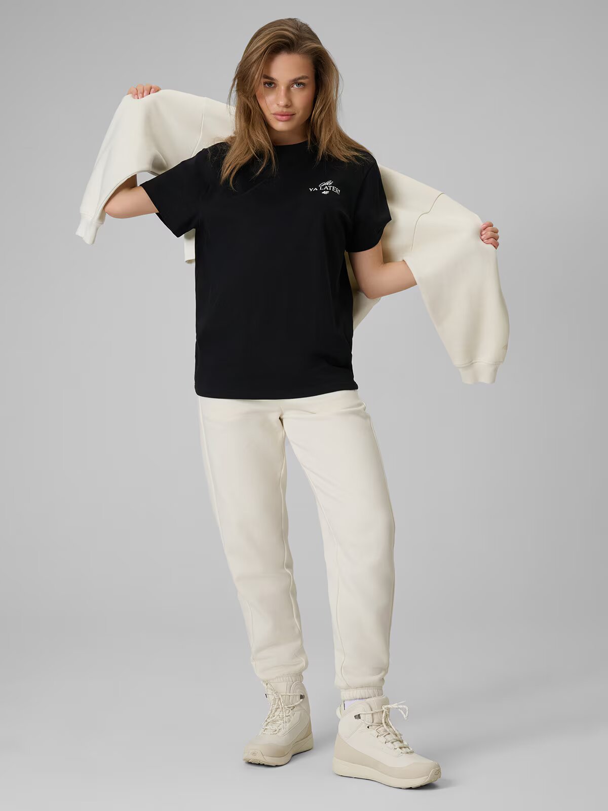 4F Tricou loose cu imprimeu pentru femei - M
