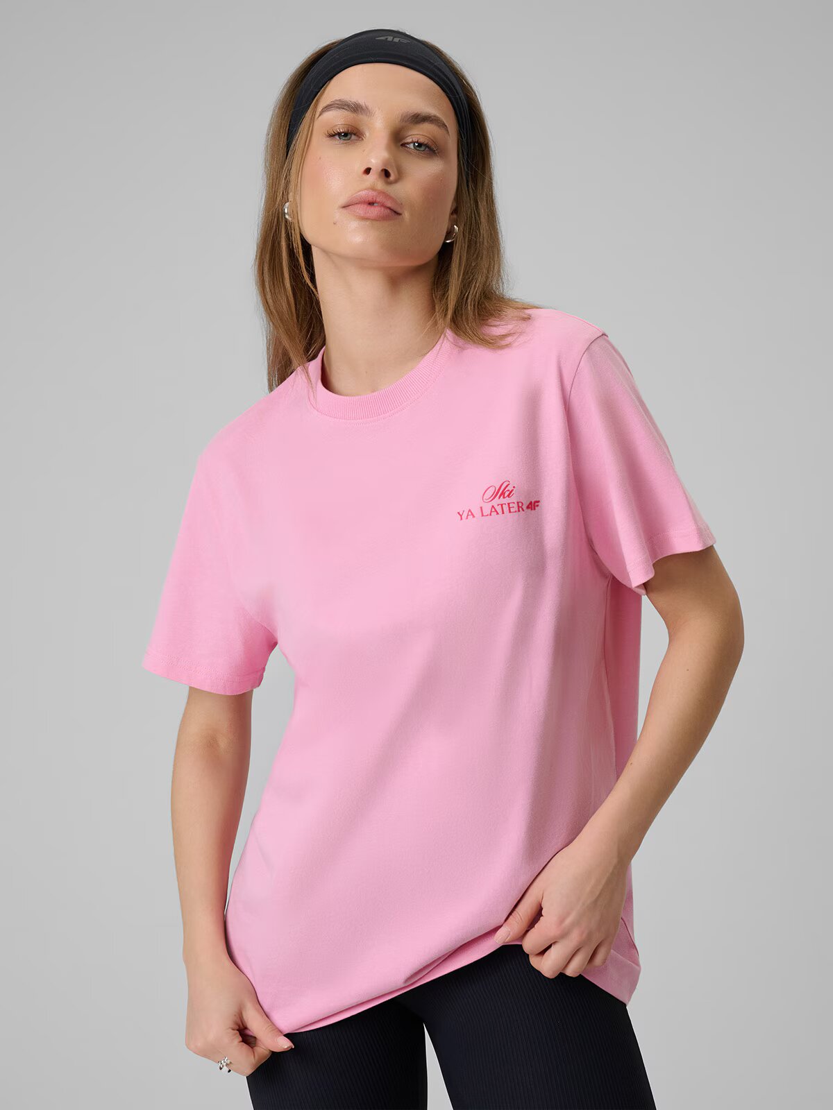 4F Tricou loose cu imprimeu pentru femei - M