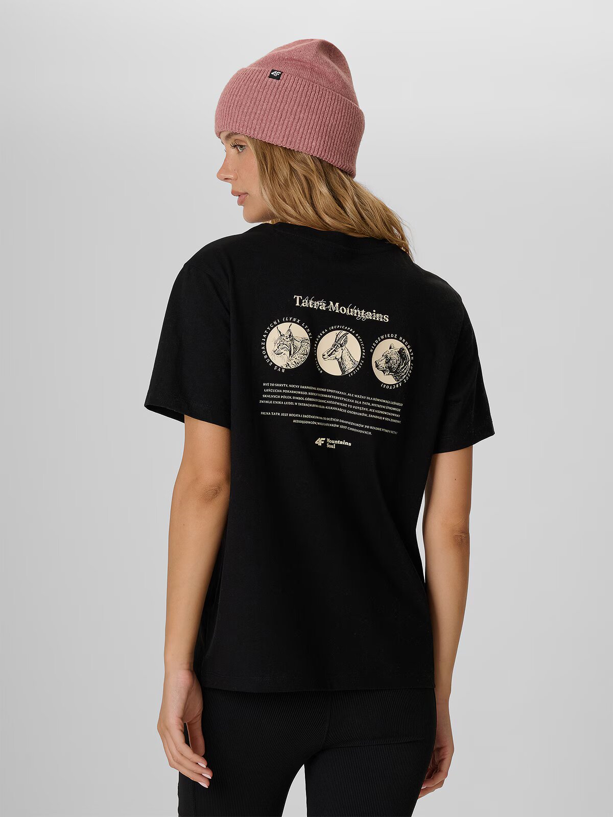 4F Tricou loose cu imprimeu pentru femei - L