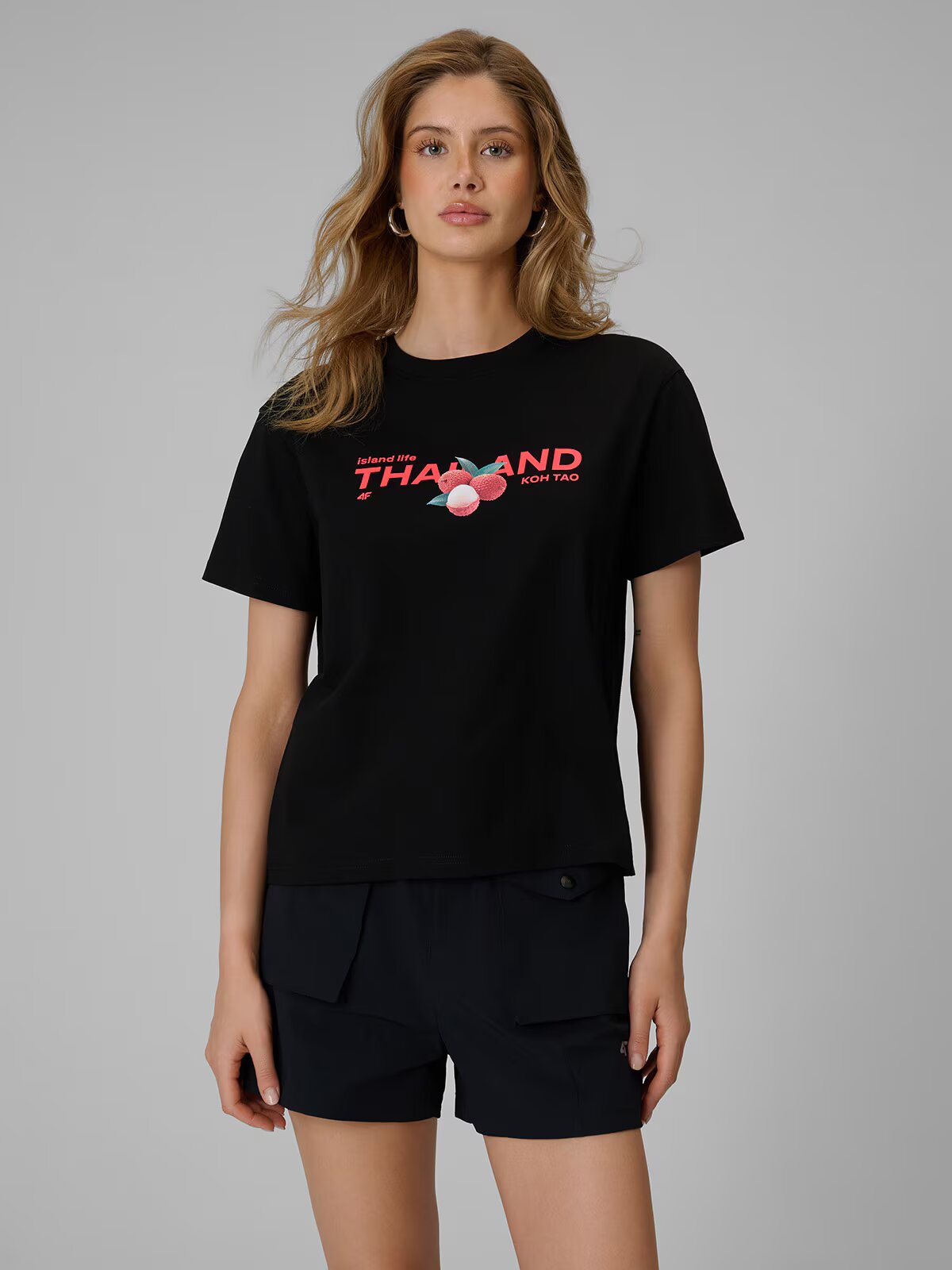 4F Tricou loose cu imprimeu pentru femei - S