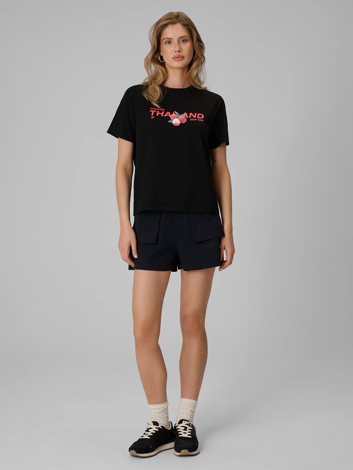 4F Tricou loose cu imprimeu pentru femei - S