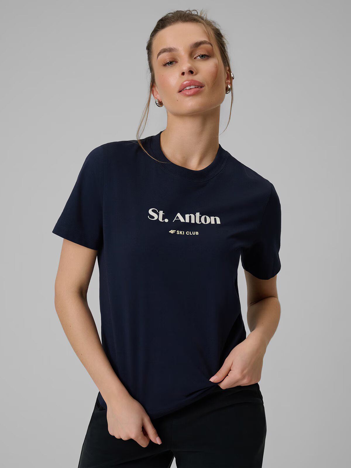 4F Tricou loose cu imprimeu pentru femei - S