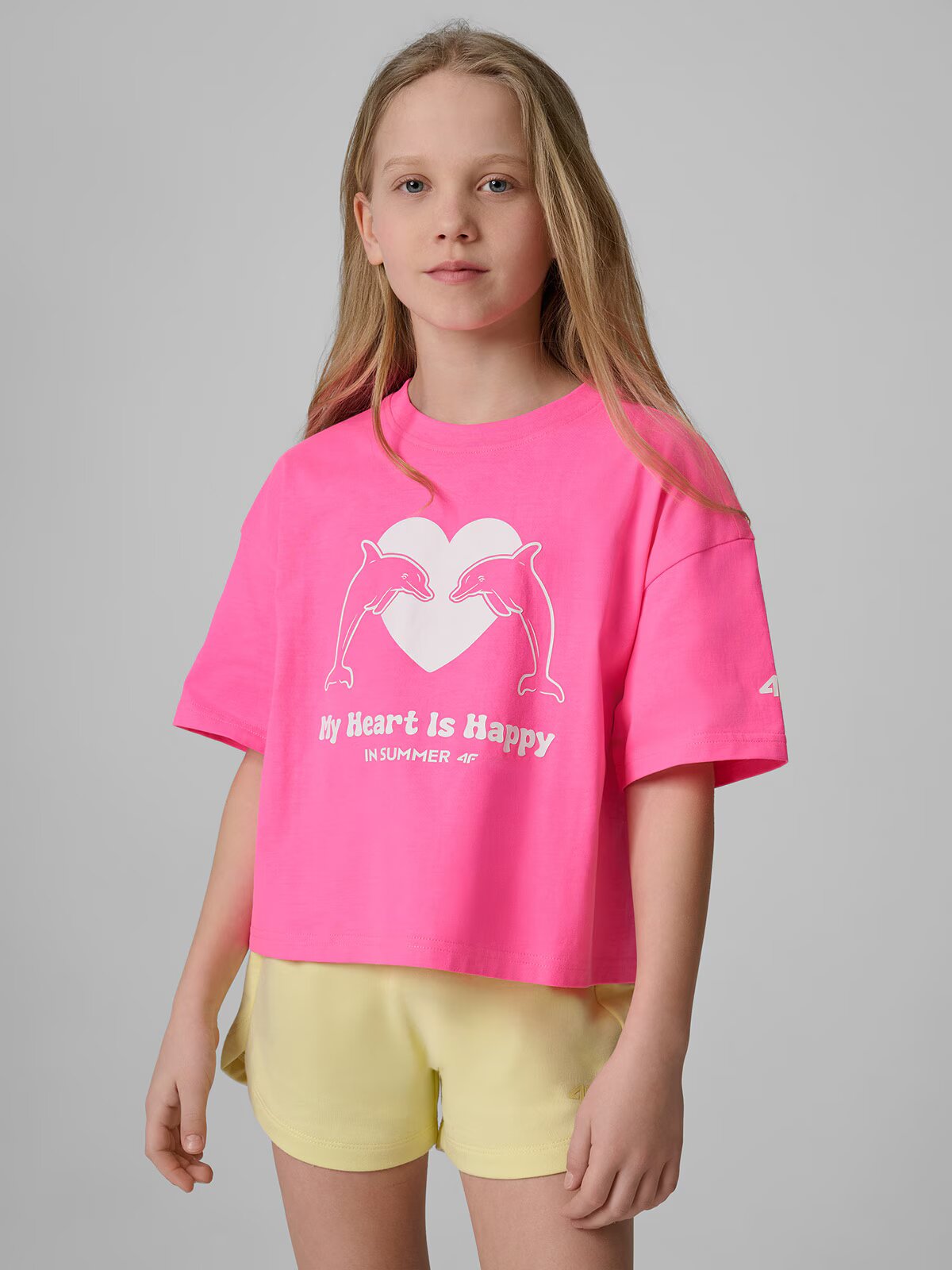 4F Tricou loose cu imprimeu pentru fete - 134/140 (8-10 ani)