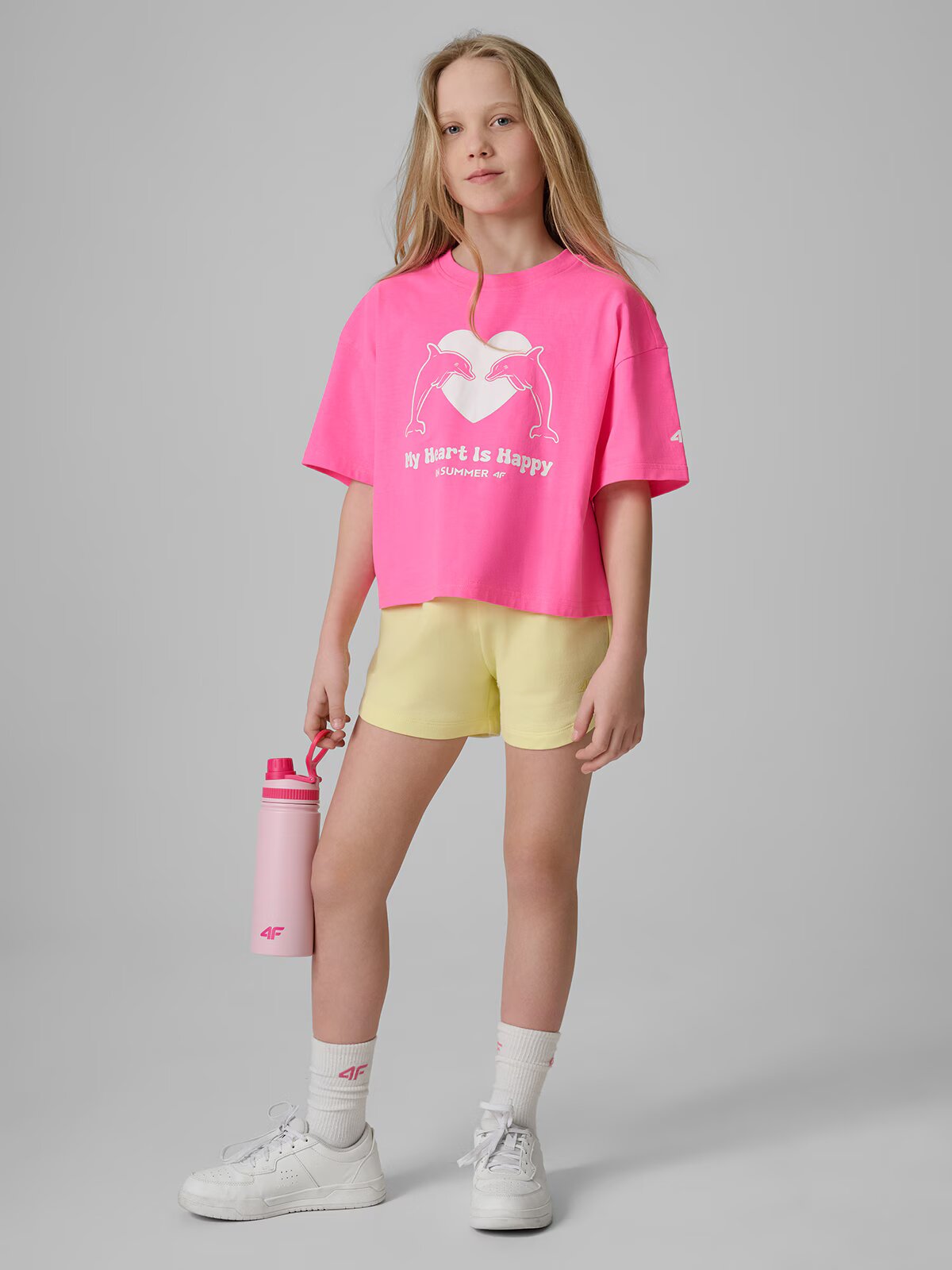 4F Tricou loose cu imprimeu pentru fete - 134/140 (8-10 ani)