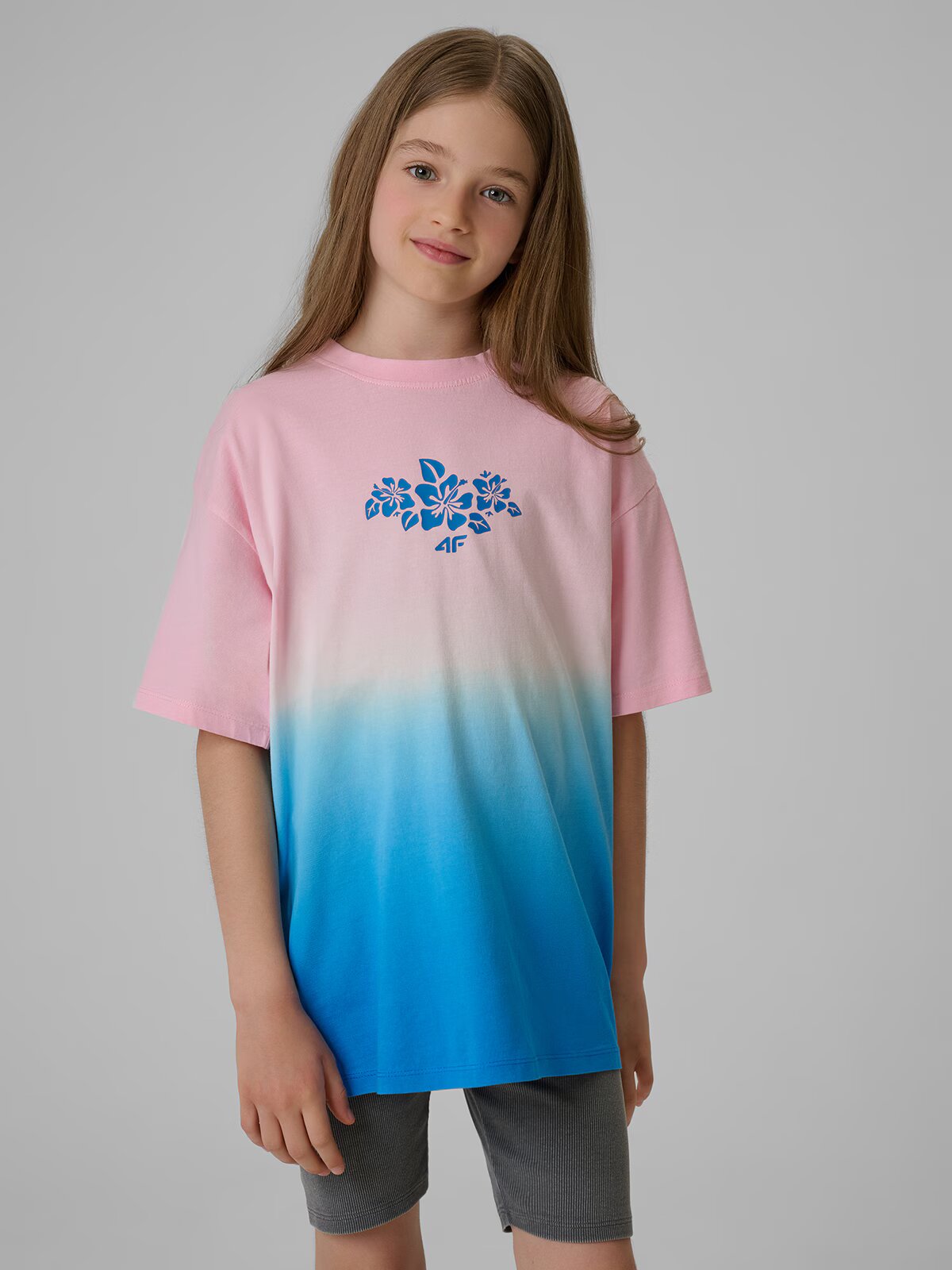 4F Tricou loose cu imprimeu pentru fete - 134/140 (8-10 ani)