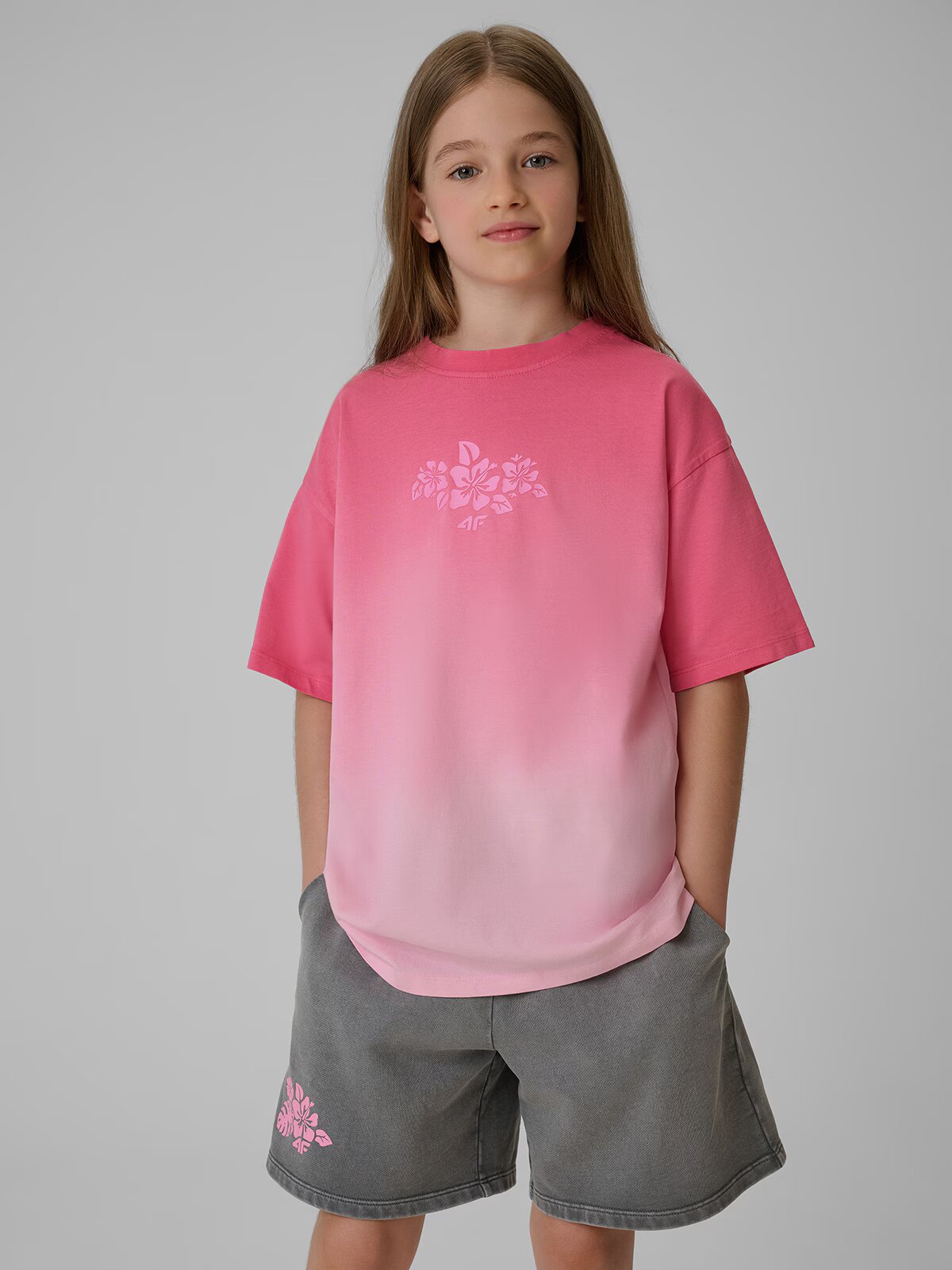 4F Tricou loose cu imprimeu pentru fete - 146/152 (10-12 ani)