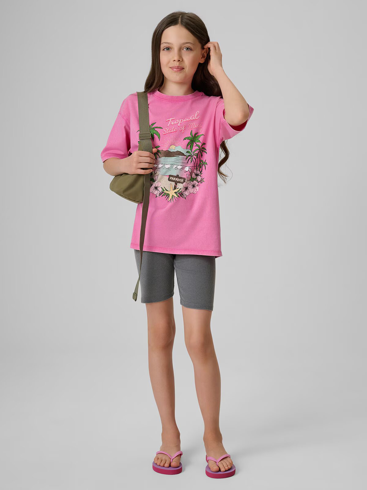 4F Tricou loose cu imprimeu pentru fete - 146/152 (10-12 ani)