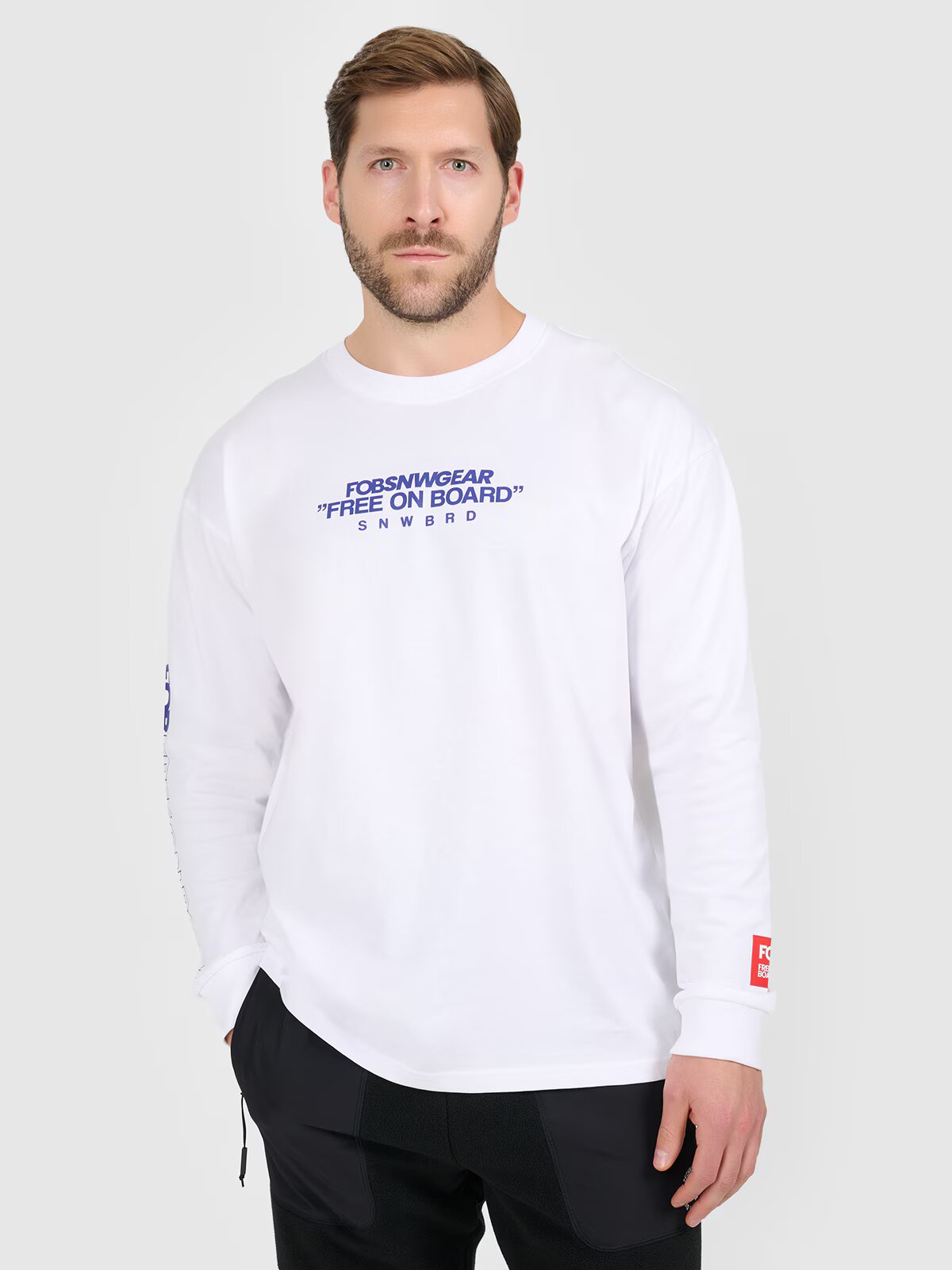 4F Tricou loose cu mânecă lungă cu imprimeu pentru bărbați - L
