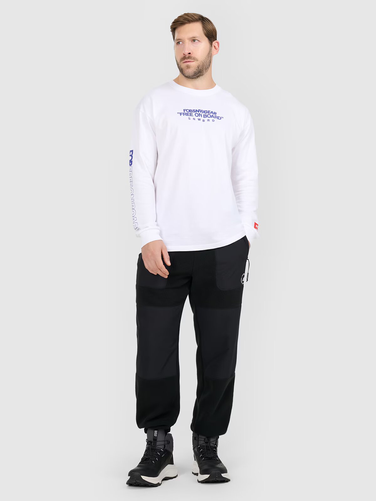 4F Tricou loose cu mânecă lungă cu imprimeu pentru bărbați - L