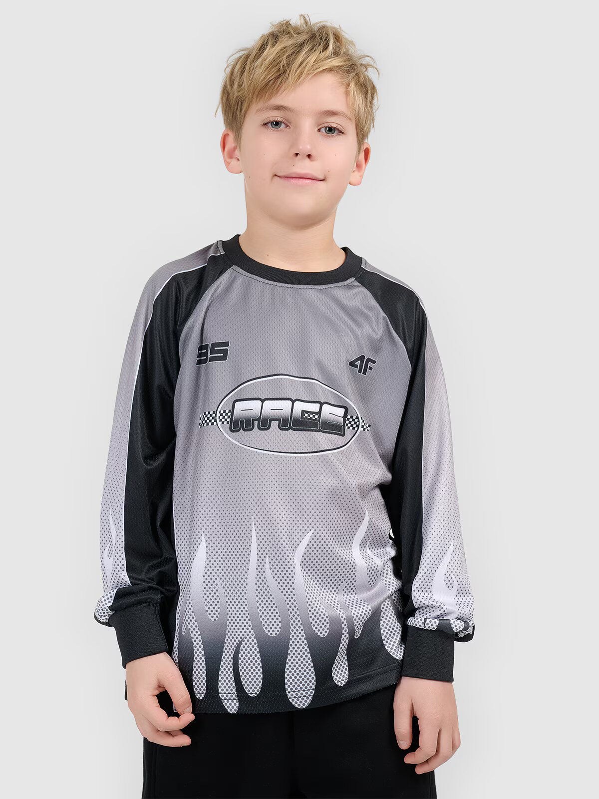 4F Tricou loose cu mânecă lungă cu uscare rapidă pentru băieți - 134/140 (8-10 ani)