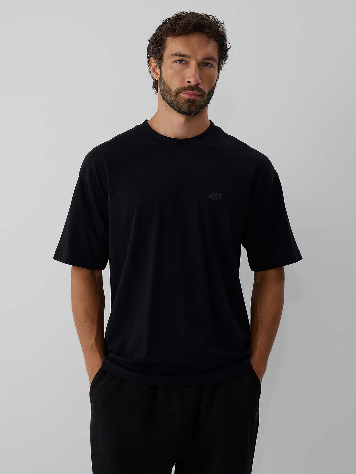 4F Tricou loose simplu pentru bărbați - S