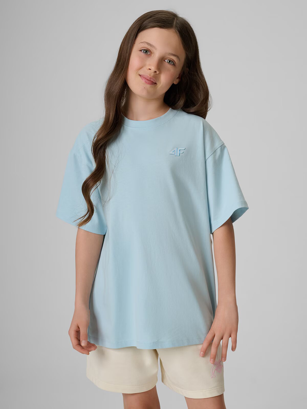 4F Tricou loose simplu pentru fete - 122/128 (6-8 ani)