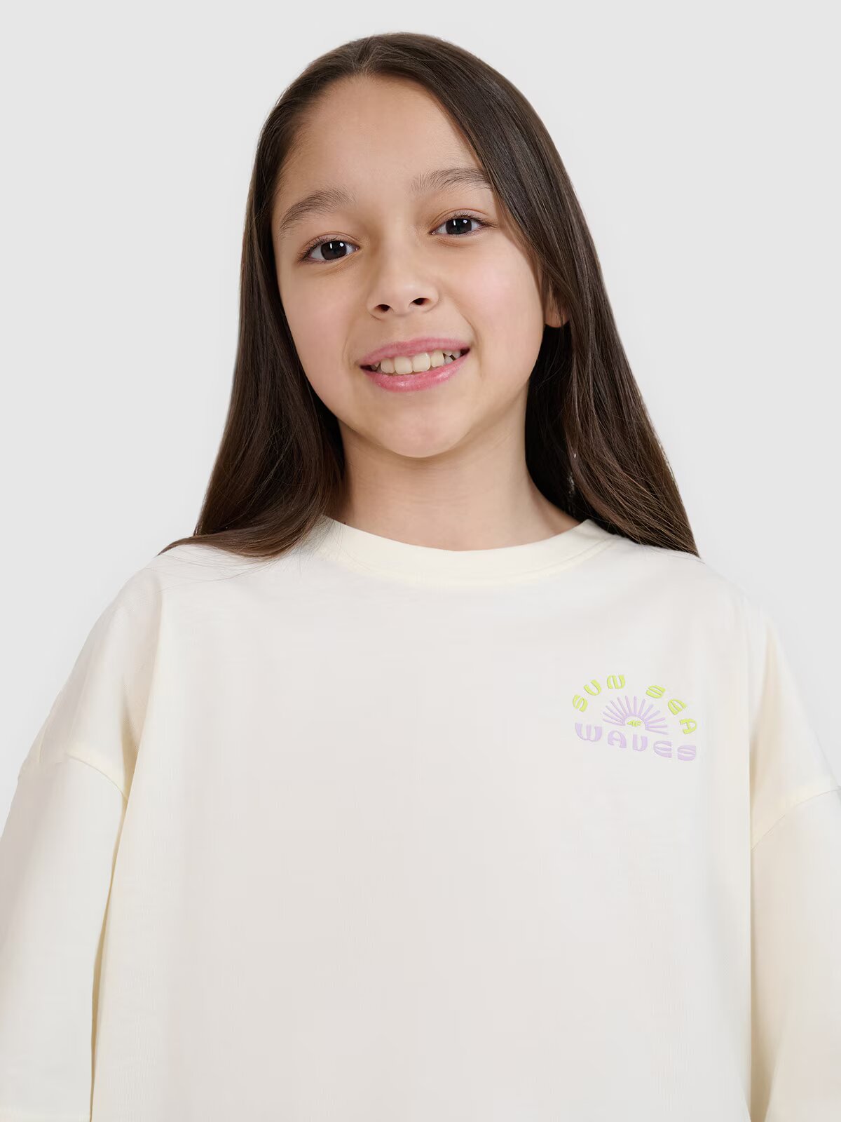 4F Tricou oversize crop top cu imprimeu pentru fete - 122