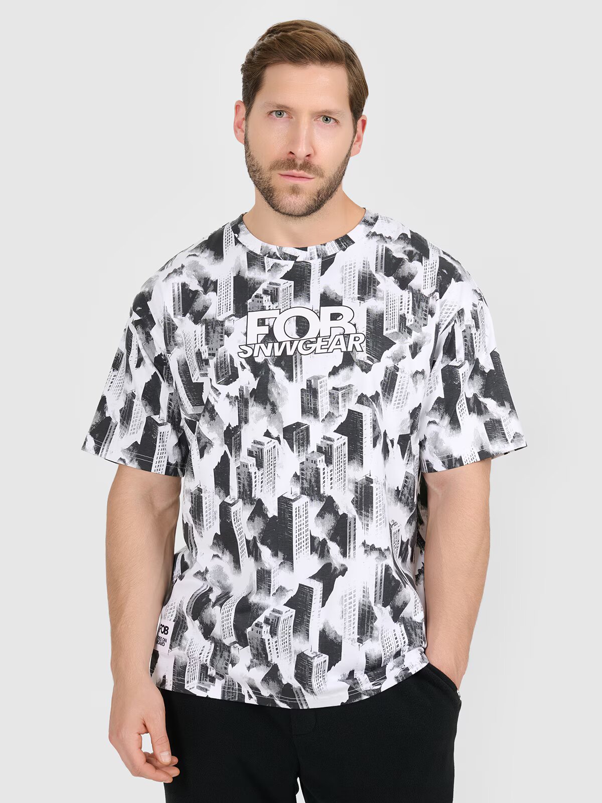 4F Tricou oversize cu imprimeu pentru bărbați - XL