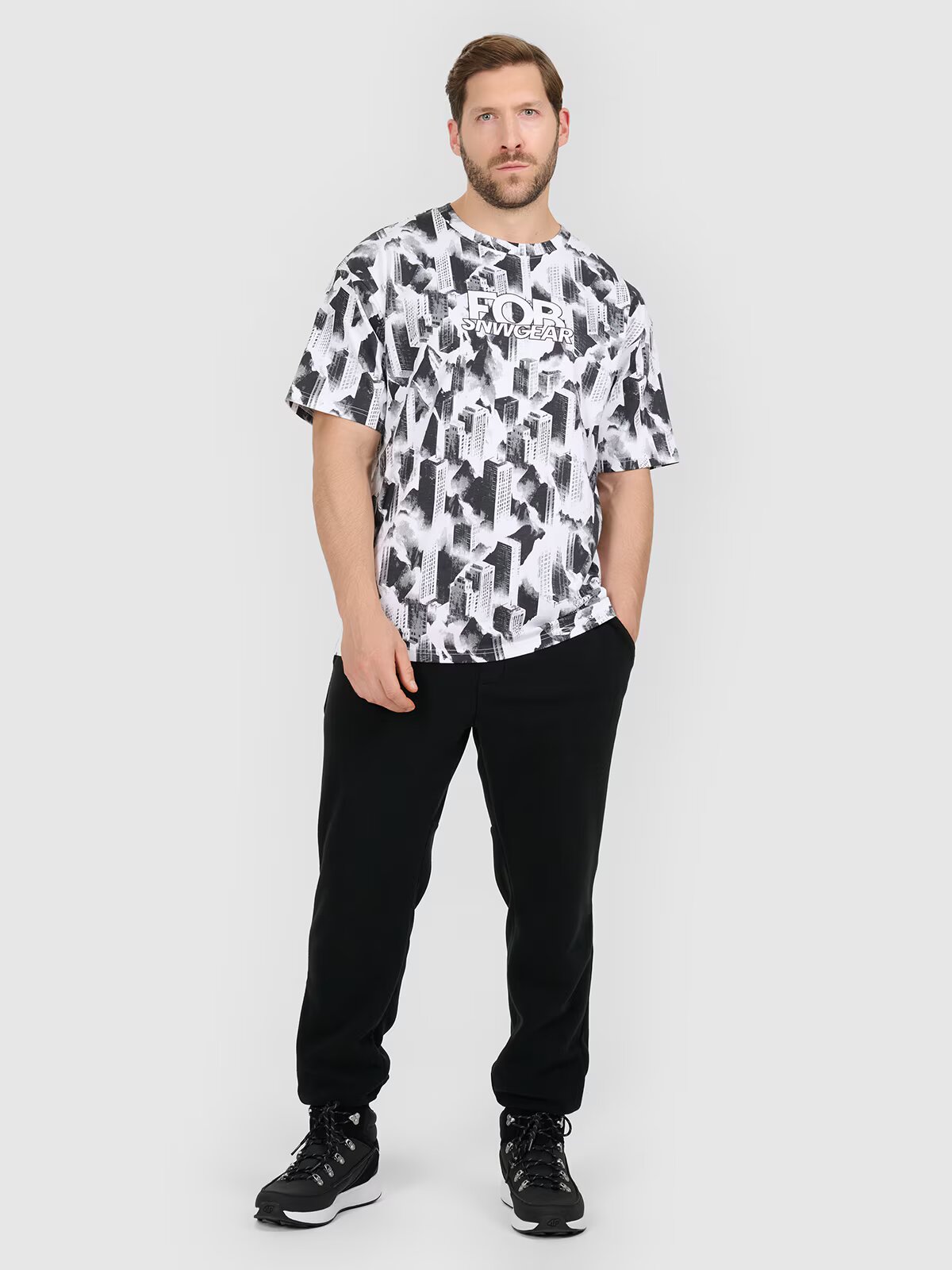 4F Tricou oversize cu imprimeu pentru bărbați - XL