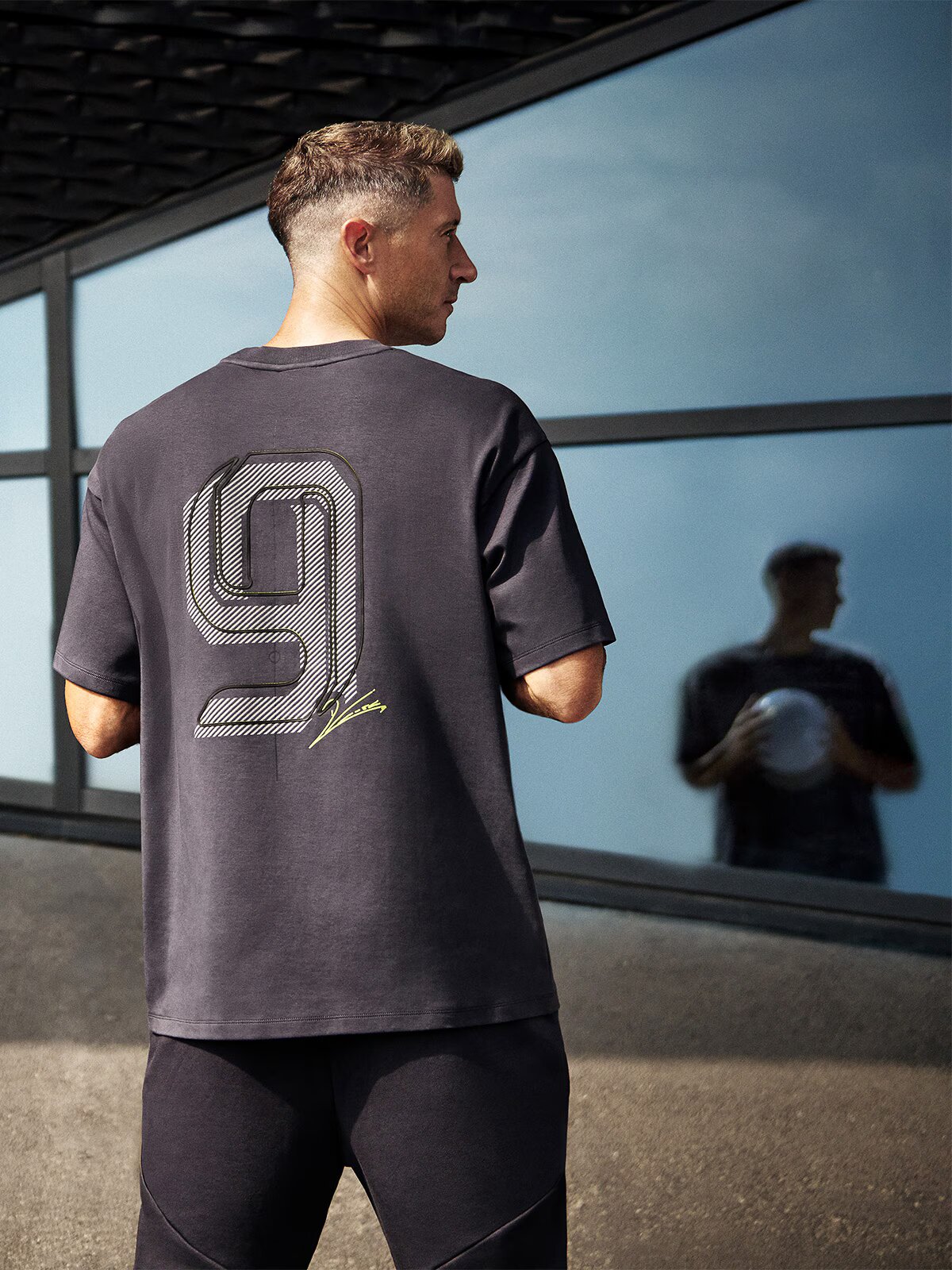 4F Tricou oversize cu imprimeu pentru bărbați x Robert Lewandowski - S