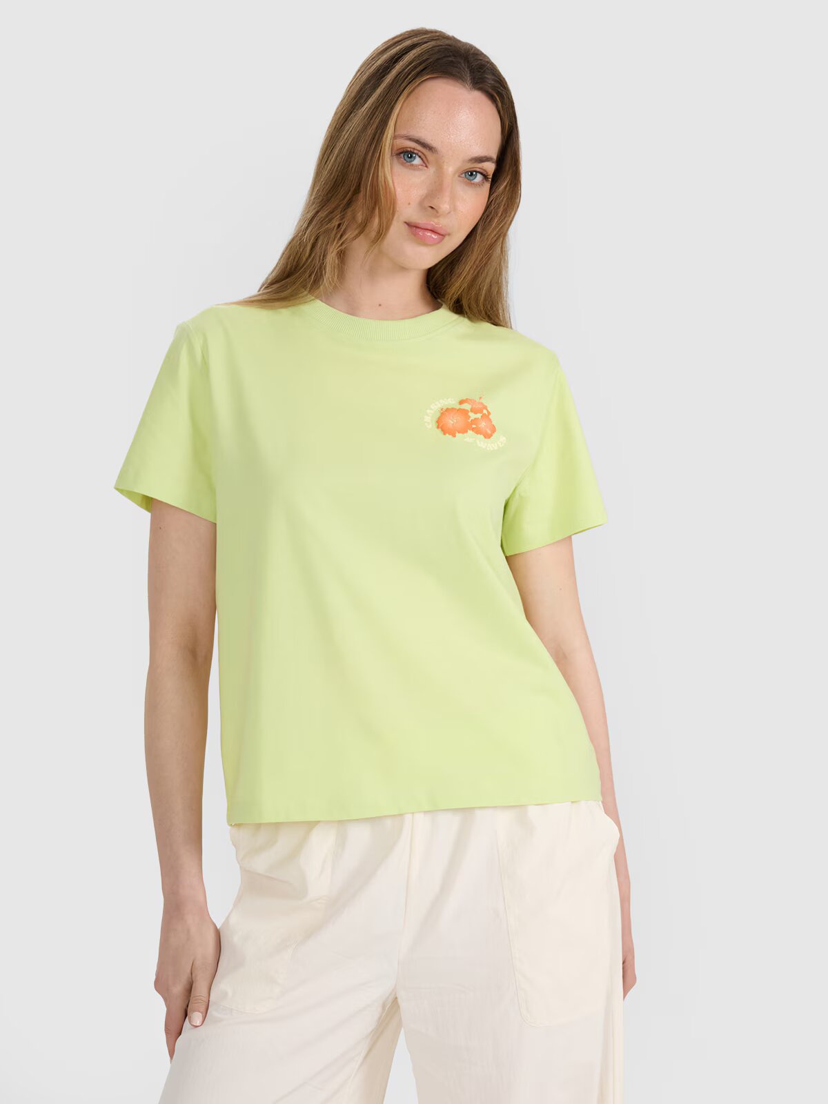 4F Tricou oversize cu imprimeu pentru femei - XS