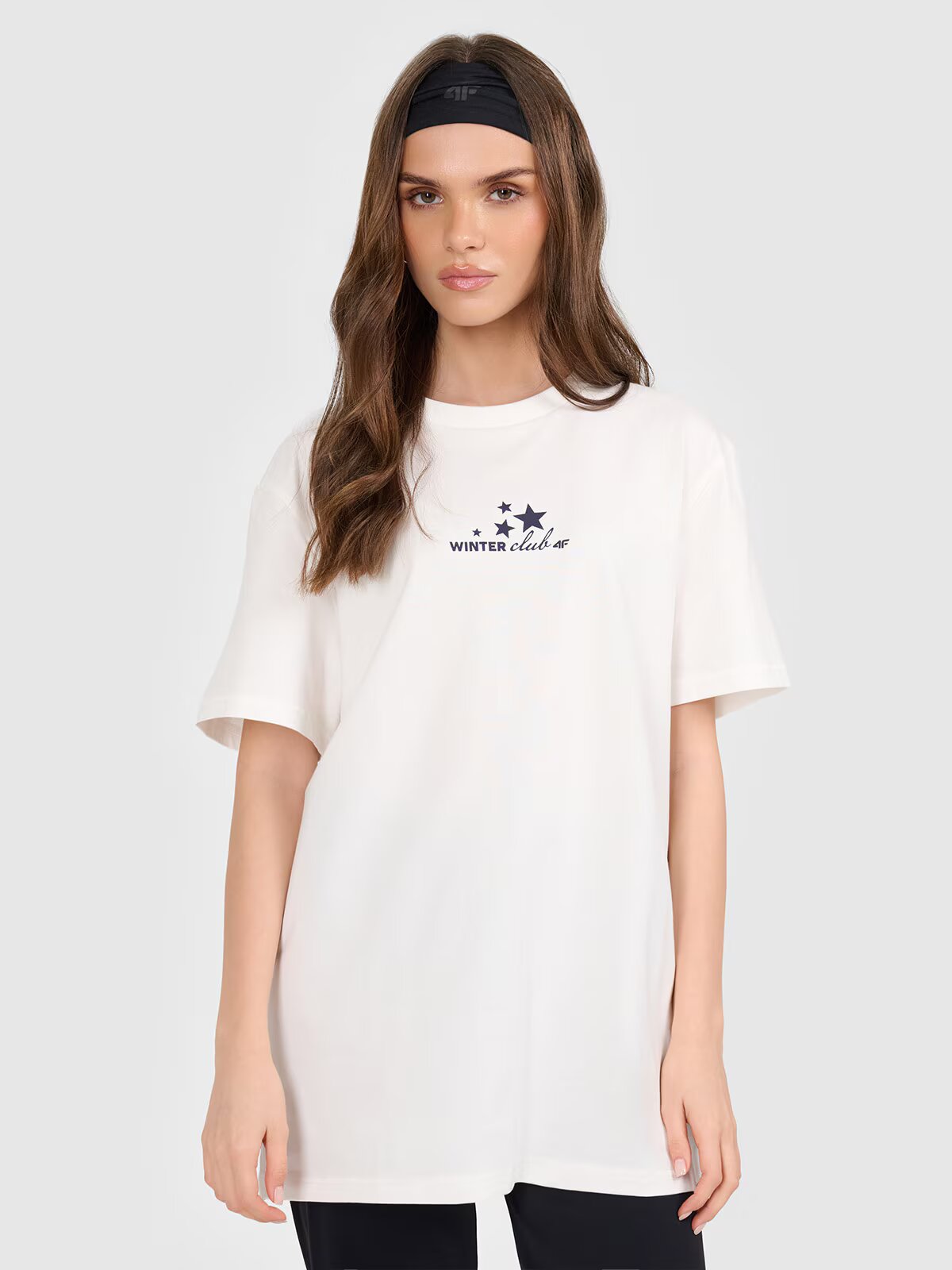 4F Tricou oversize cu imprimeu pentru femei - L