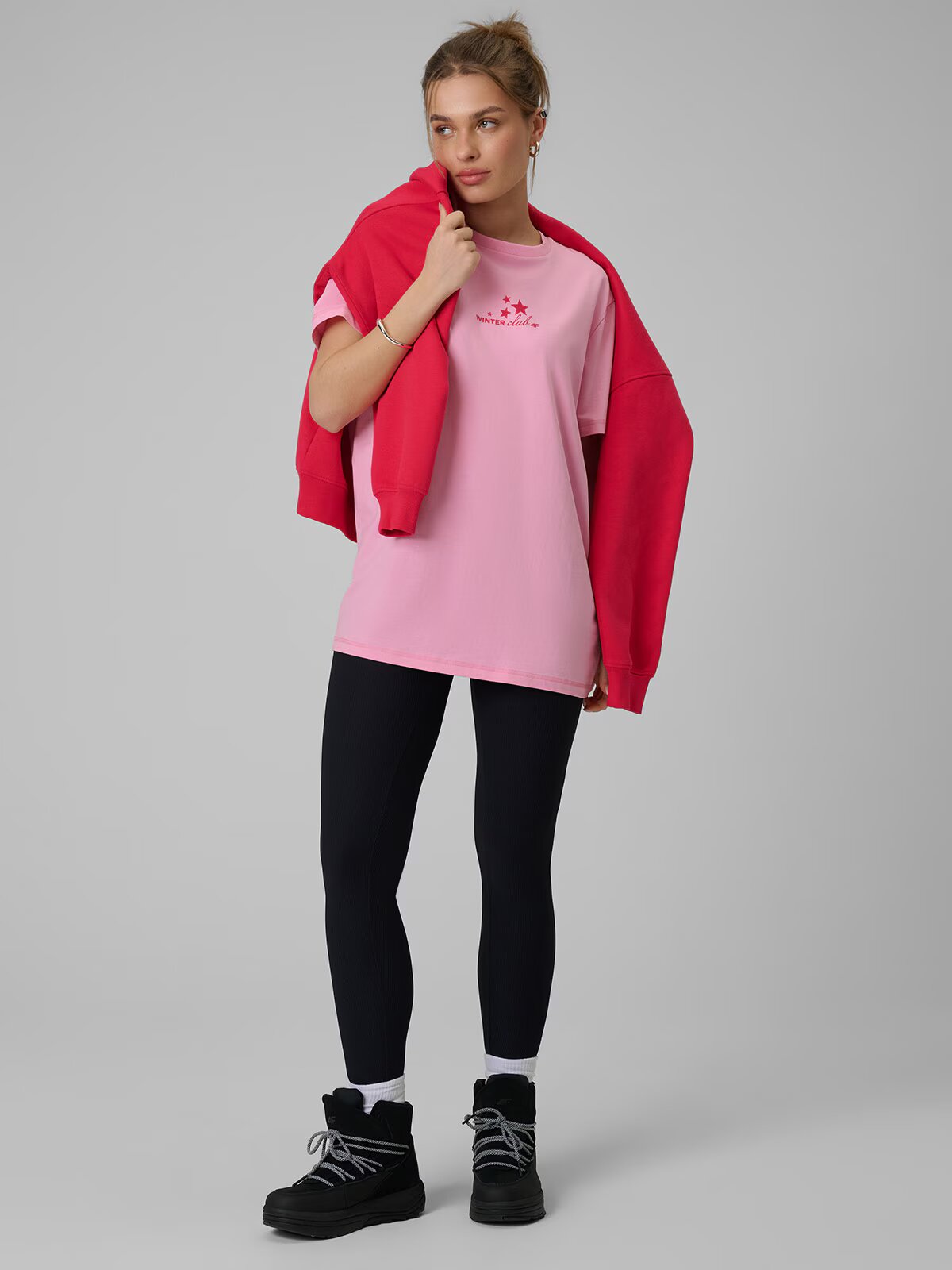 4F Tricou oversize cu imprimeu pentru femei - XS