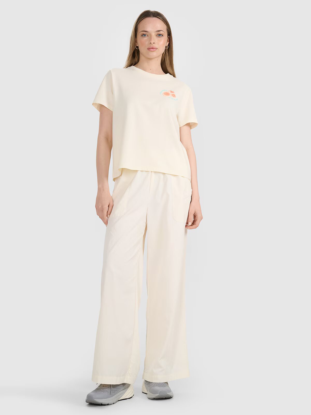 4F Tricou oversize cu imprimeu pentru femei - XS