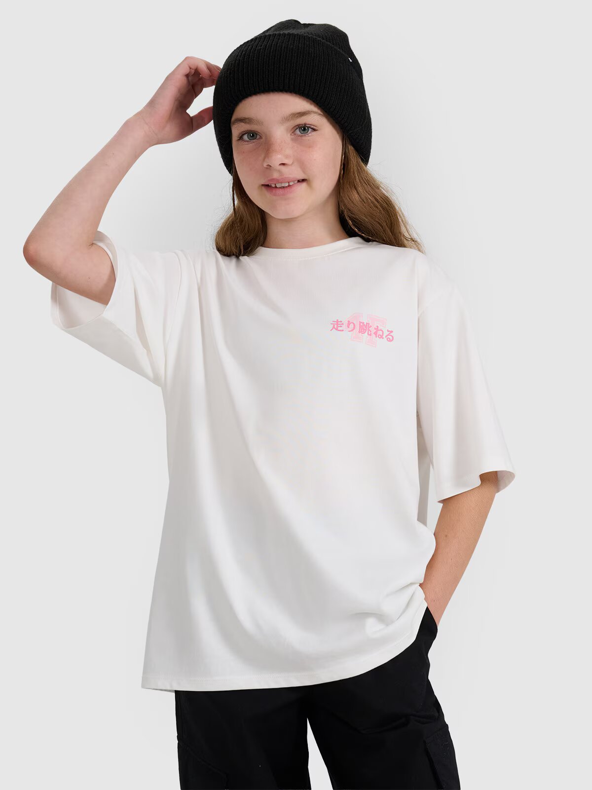 4F Tricou oversize cu imprimeu pentru fete - 164